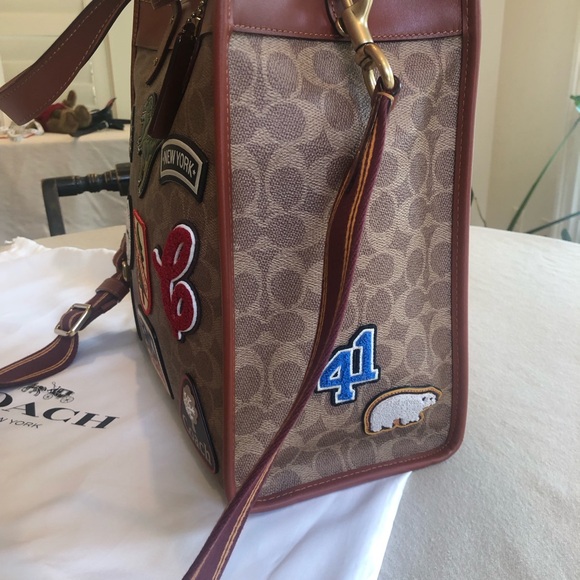 Coach Field Tote Leather Bag with Patches - Picture 7 of 14